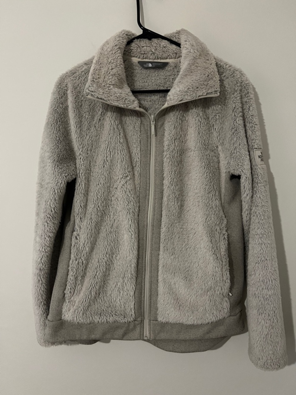 The North Face Women's Light Gray Teddy Fleece Zip Jacket